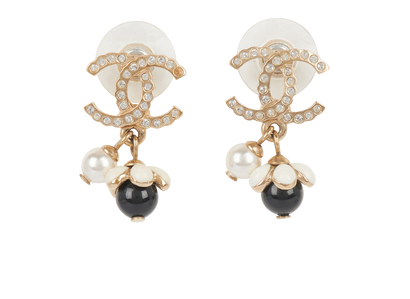 Chanel A21C Embellished CC Logo Drop Earrings, front view