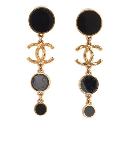 Chanel L24 CC Earrings, £650, Jewellery, Black/Gold, Brass, Front view