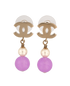 Chanel CC 2018 Bead Drop Earrings, &pound;275, Jewellery, Purple/Silver, Resin, Front view