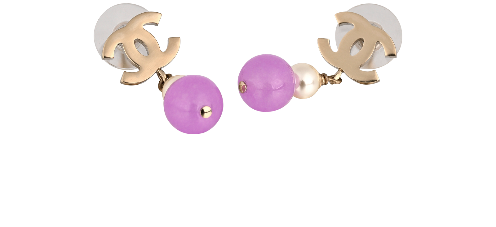Chanel CC 2018 Bead Drop Earrings, &pound;275, Jewellery, Purple/Silver, Resin, Other view