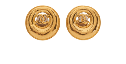 Chanel 93P CC Clip On Earrings, &pound;450, Jewellery, Gold, Brass, Front view