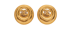 Chanel 93P CC Clip On Earrings, Brass, Gold, MIF, B, 3*