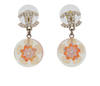 Chanel CC Flower Drop Earrings, front view