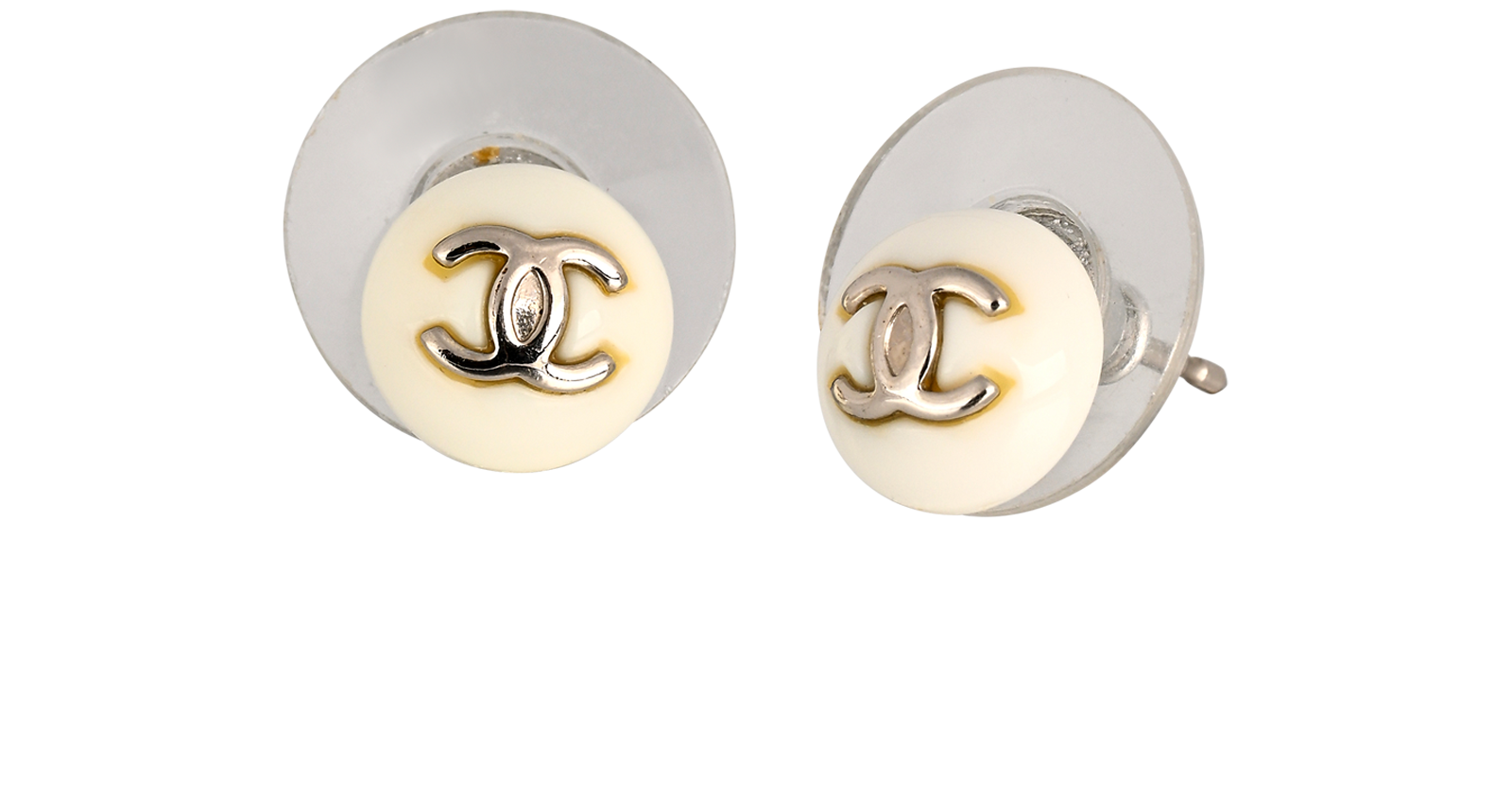 Chanel 05V CC Studs, &pound;350, Jewellery, White, Brass/Enamel Coated Ceramic, Other view