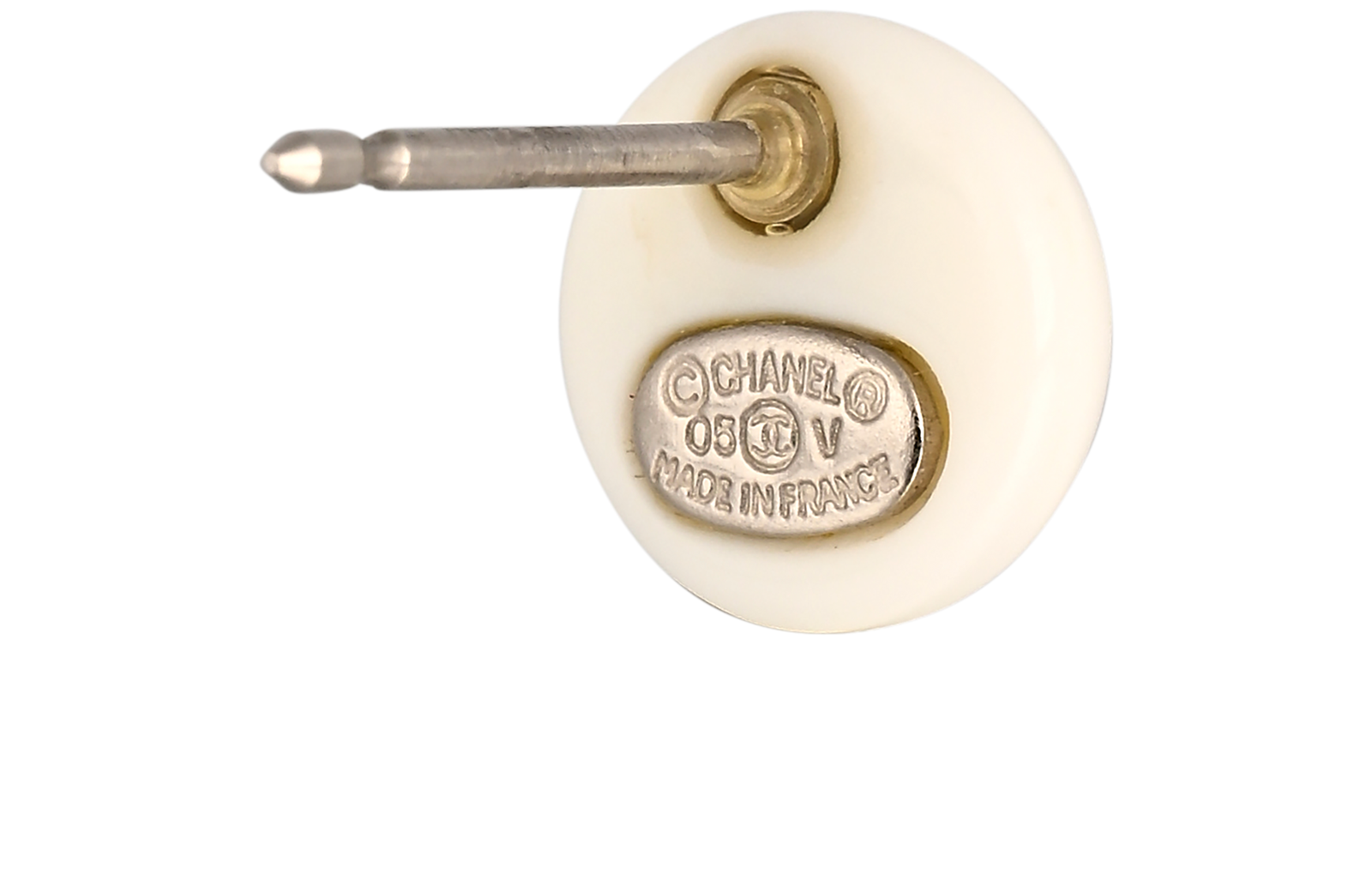 Chanel 05V CC Studs, &pound;350, Jewellery, White, Brass/Enamel Coated Ceramic, Other view