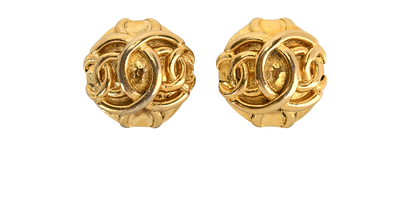 Chanel Vintage CC Clip On Earrings, &pound;550, Jewellery, Gold, Brass, Front view