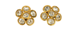 Chanel Clip On Diamante Flower Earrings, Brass, Gold, MIF, B, 2*