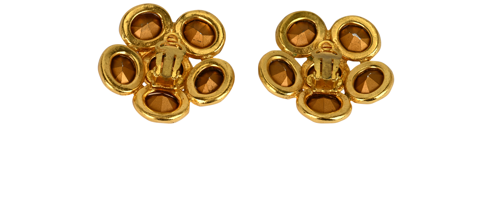 Chanel Clip On Diamante Flower Earrings, &pound;450, Jewellery, Gold, Brass, Back view