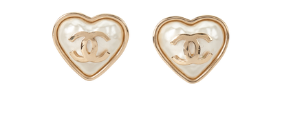 Chanel 22C Pearl Heart Earrings, front view