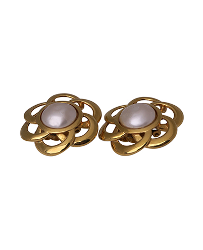 Chanel Vintage Pearl Flower Earring, front view