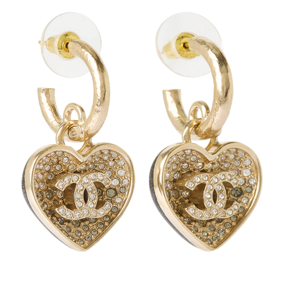 Chanel C23P Embellished Heart Drop Earrings, front view