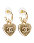 Chanel C23P Embellished Heart Drop Earrings, front view