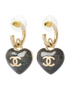 Chanel C23P Embellished Heart Drop Earrings, back view