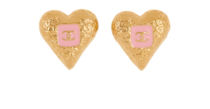 Chanel B23K CC Heart Stud Earrings, front view