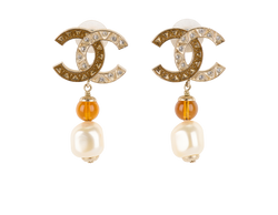 Chanel B19A Embellished CC Dangle Earrings