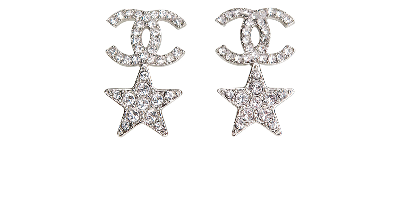 Chanel Vintage Silver Enamel Drop Earrings (Off White)