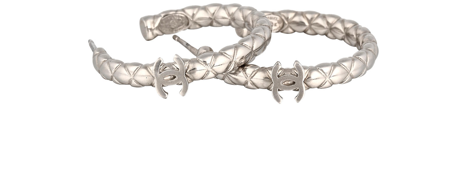 Chanel B15K CC Hoop Earrings, &pound;395, Jewellery, Silver, Brass, Other view