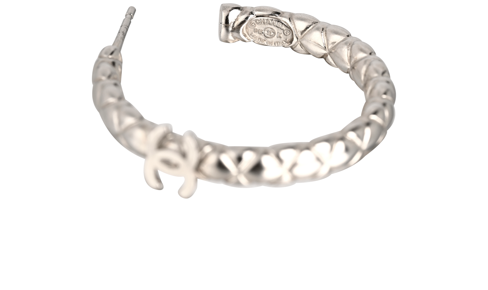 Chanel B15K CC Hoop Earrings, &pound;395, Jewellery, Silver, Brass, Other view