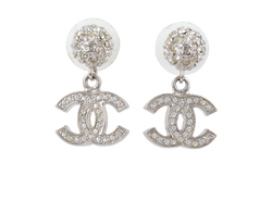 Chanel A12A CC Drop Earrings, Brass, Silver, B, 2*