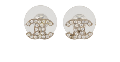 Chanel 09C Embellished CC Earrings, &pound;450, Jewellery, Silver, Brass, Front view