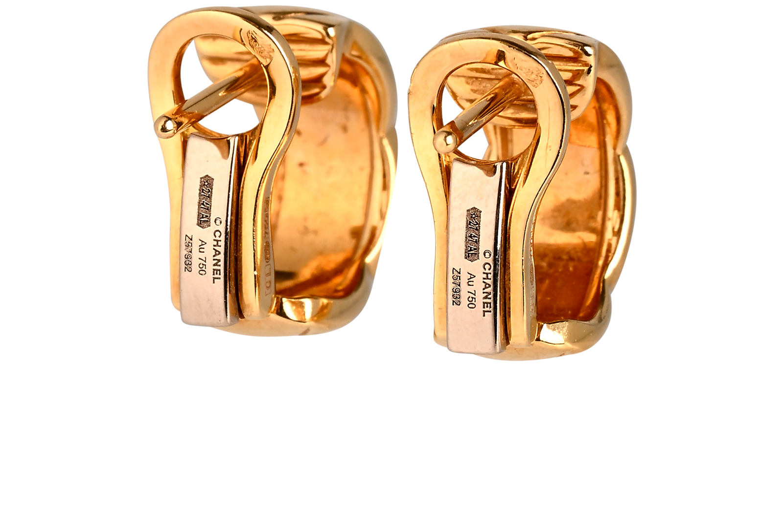 Chanel Coco Crush Earrings, &pound;1,800, Jewellery, Gold, Yellow Gold, Back view