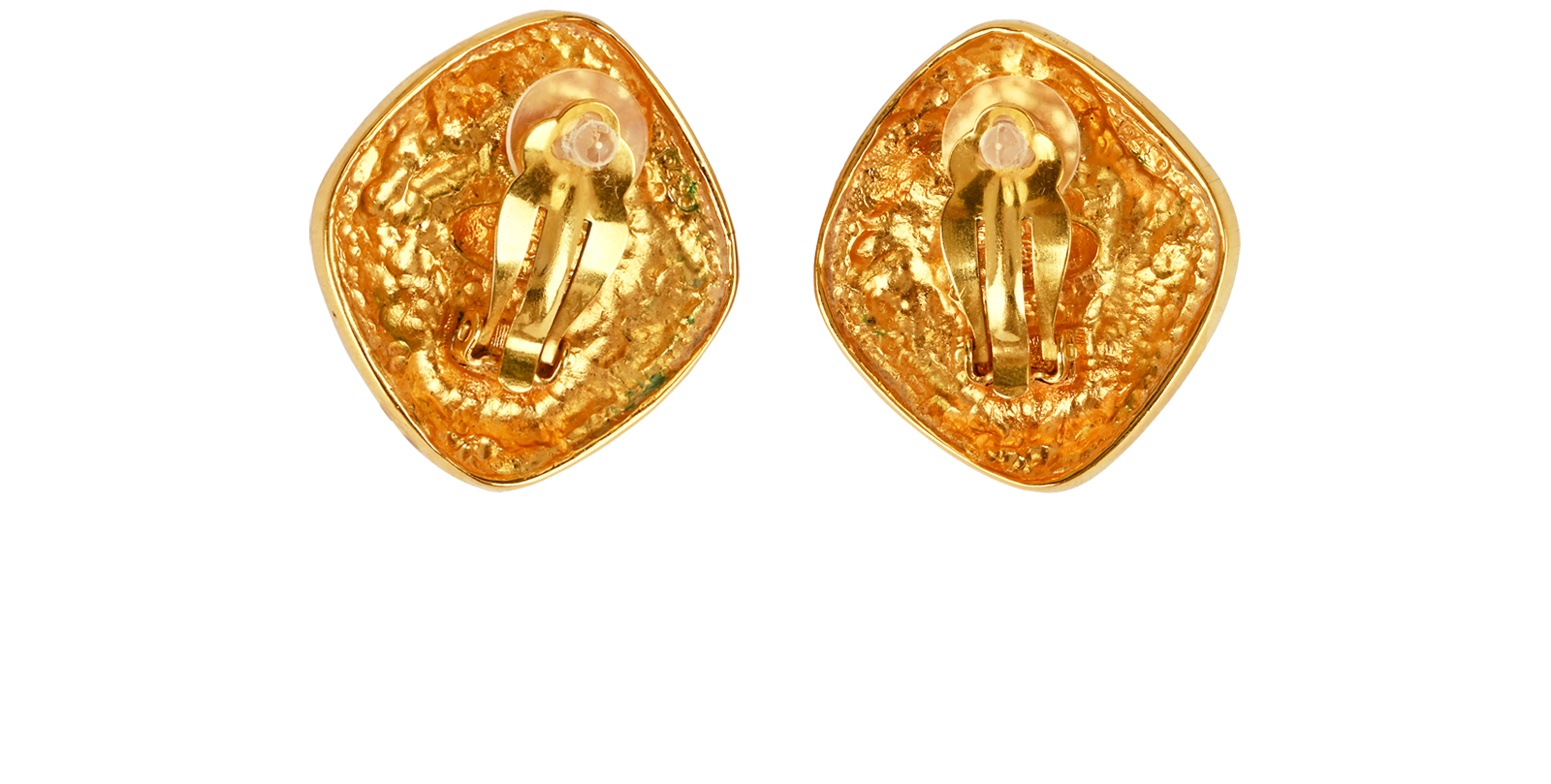 Chanel 1980 Square Clip On Earrings, &pound;420, Jewellery, Gold, Brass, Back view