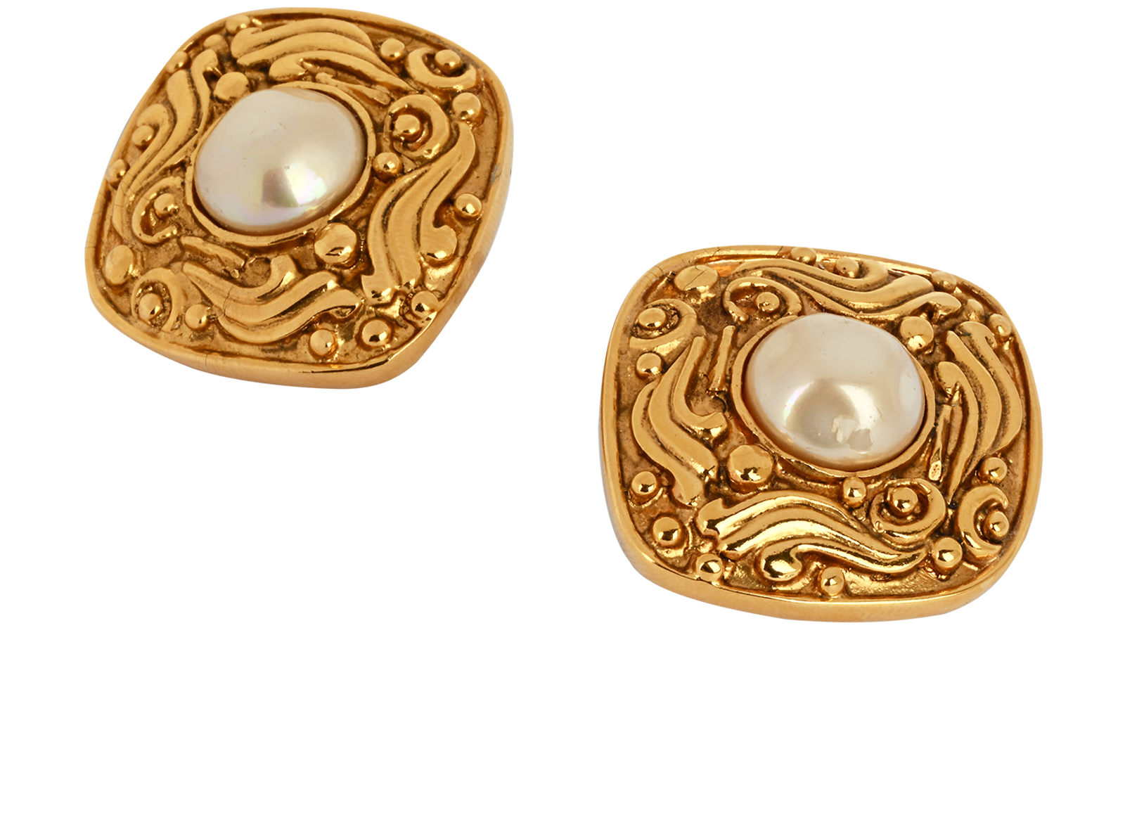 Chanel 1980 Square Clip On Earrings, &pound;420, Jewellery, Gold, Brass, Other view