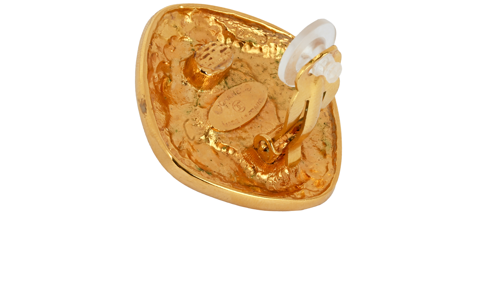 Chanel 1980 Square Clip On Earrings, &pound;420, Jewellery, Gold, Brass, Other view