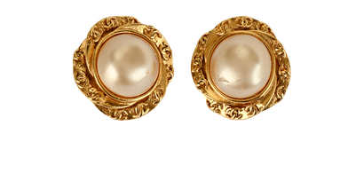 Chanel 93A Floral Twisted CC Clip On Earrings, &pound;350, Jewellery, Gold, Brass, Front view