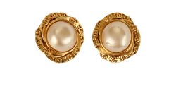 Chanel 93A Floral Twisted CC Clip On Earrings, Brass/Pearl, Gold, 1*