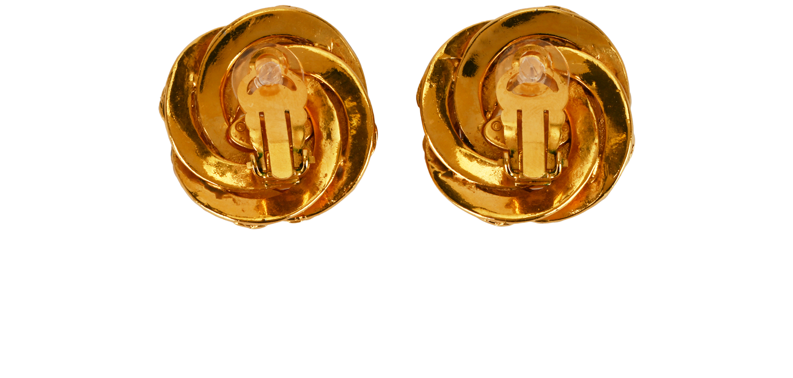 Chanel 93A Floral Twisted CC Clip On Earrings, &pound;350, Jewellery, Gold, Brass, Back view