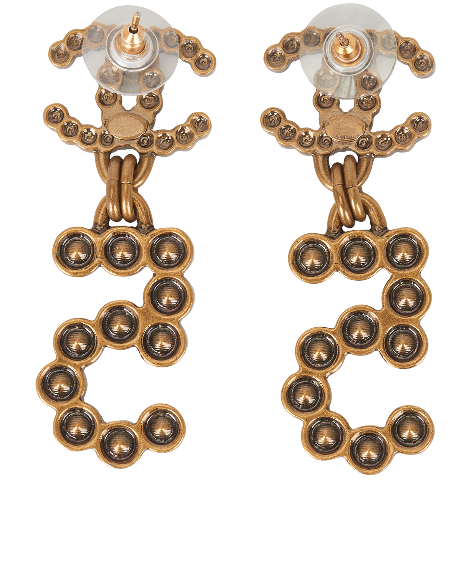 Chanel B20S CC & Number 5 Earrings, &pound;850, Jewellery, Gold, Brass, Back view