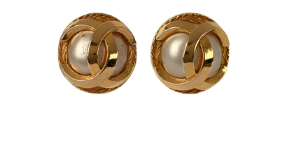 Chanel 1980 Large CC Clip On Earrings, &pound;595, Jewellery, Gold, Brass, Front view