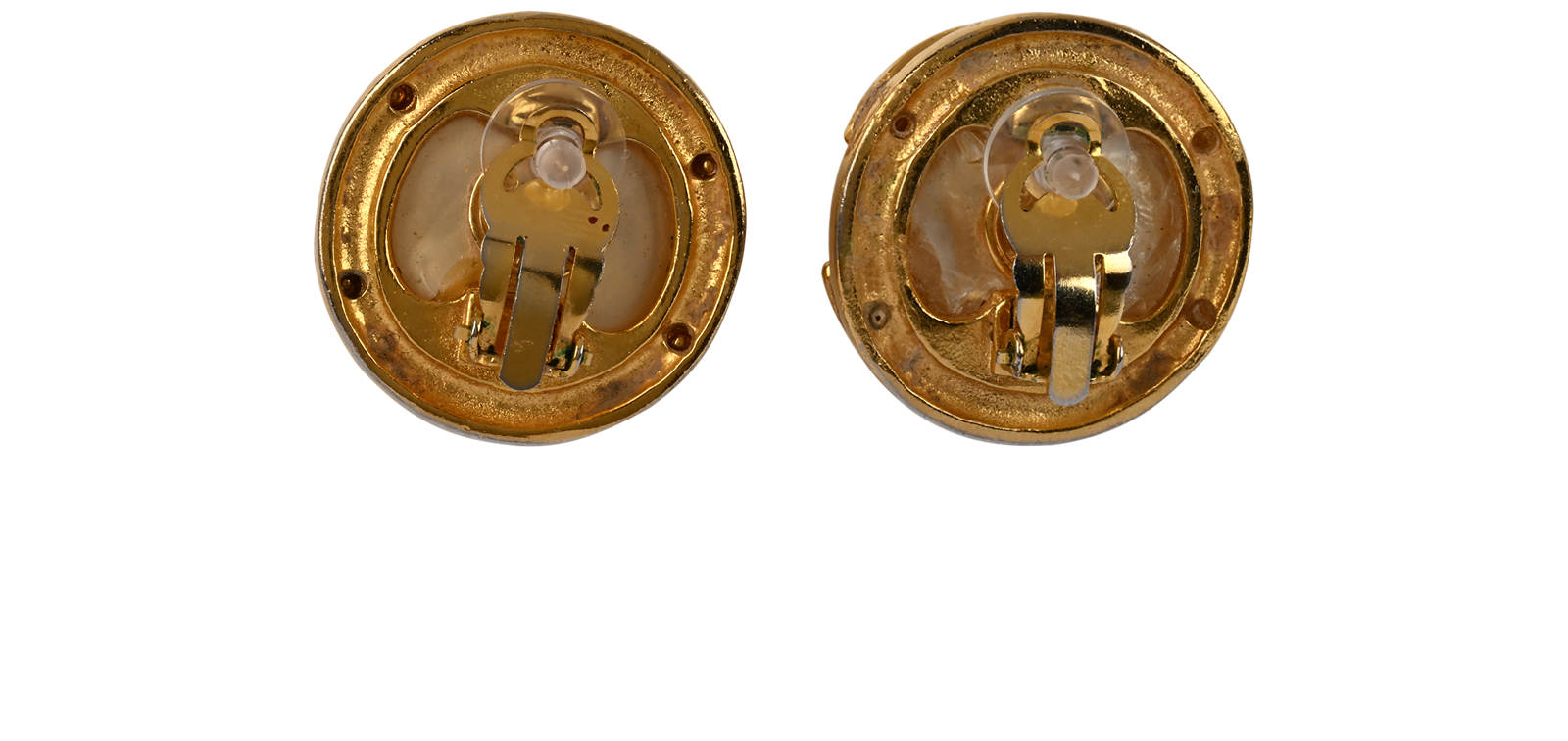 Chanel 1980 Large CC Clip On Earrings, &pound;595, Jewellery, Gold, Brass, Back view