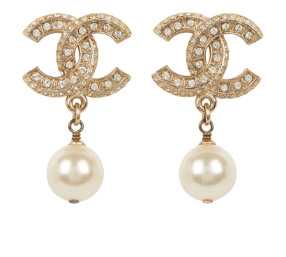 Chanel CC Pearl Drop Earrings F16, front view