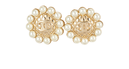 Chanel B20S Embellished Round Clip-On Earrings, front view