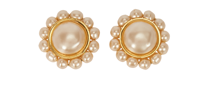 Chanel Pearl Clip On Earrings, front view