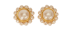 Chanel Pearl Clip On Earrings, Acetate, Gold, B, 3*