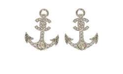 Chanel B18A CC Anchor Earrings, Brass, Silver, MII, B/DB, 3*