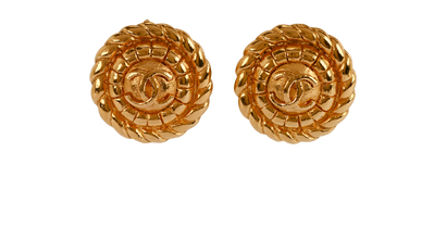 Chanel 1980 CC Twisted Clip On Earrings, &pound;550, Jewellery, Gold, Brass, Front view