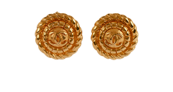 Chanel 1980 CC Twisted Clip On Earrings, Brass, Gold, B, 2*