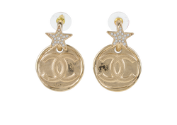 Chanel B23B CC Star Earrings, Brass, Gold, DB/B, 3*