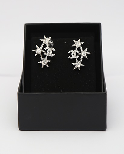Chanel CC Crystal Star Earrings, front view