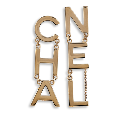 Chanel B20 Letter Drop Earrings, &pound;950, Jewellery, Gold, Brass, Front view