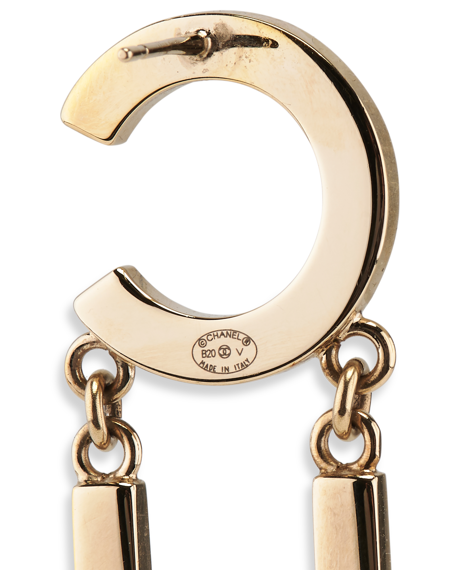 Chanel B20 Letter Drop Earrings, &pound;950, Jewellery, Gold, Brass, Other view