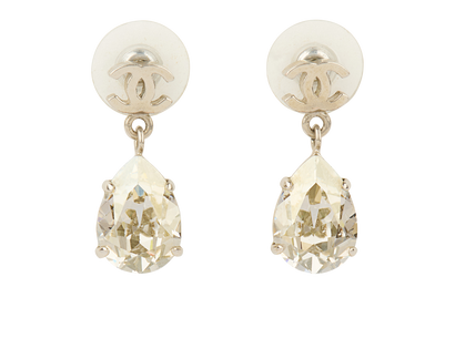 Chanel CC Teardrop Crystal Earrings, front view