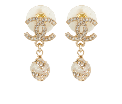 Chanel CC C23 Embellished Drop Earrings, front view