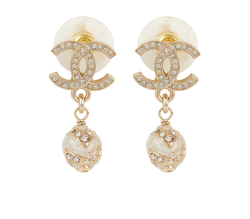 Chanel CC C23 Embellished Drop Earrings