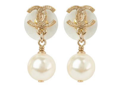 Chanel Pearl Drop Earrings, front view