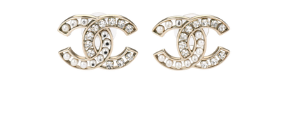 Chanel B16V Embellished CC Earrings, front view